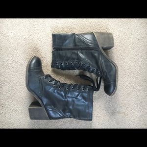 Lace up heeled combat boots